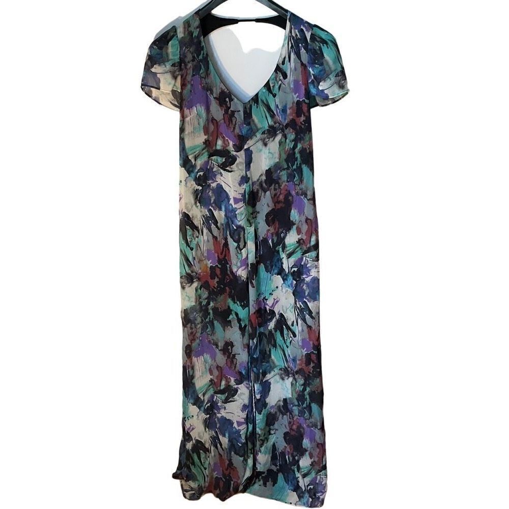 Reformation Watercolor Maxi Dress, XS. Made in USA Recycled Materials EUC